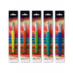 Ganchillos de Aluminio plateado con mango suave de colores de 7 a 12mm